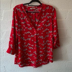 Flowy red long sleeve blouse